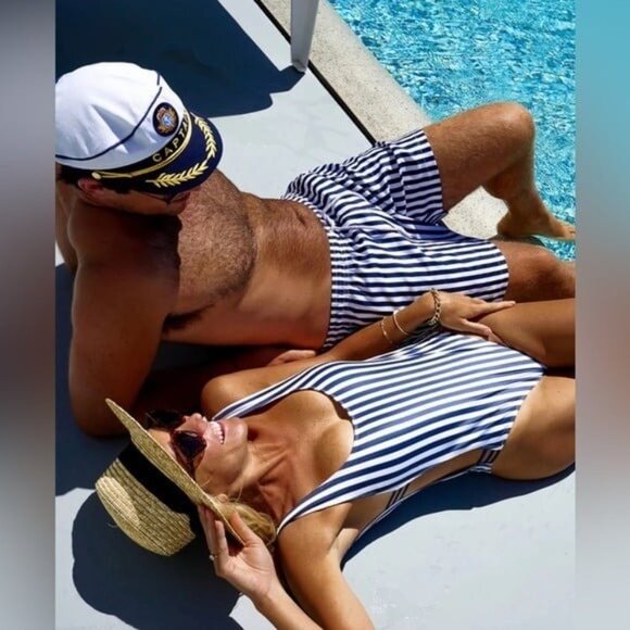 NEW! Kenny Flowers The Hamptons Navy Striped One Piece Swimsuit SZ M - Picture 2 of 11